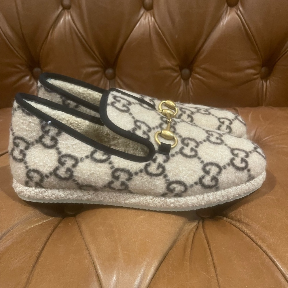 Gucci GG wool shearling horse bit Fria loafers women’s 39